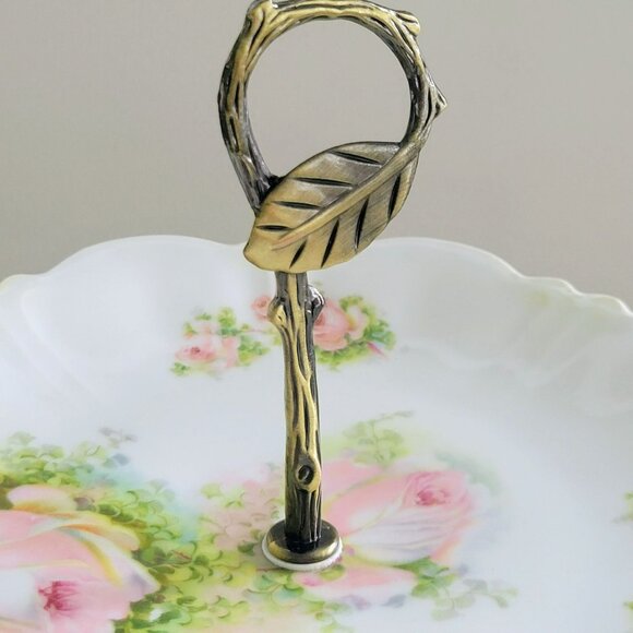 Vintage Mismatched Shabby Chic 2-Tiered Dessert Stand Hand-Painted Floral - Picture 11 of 16